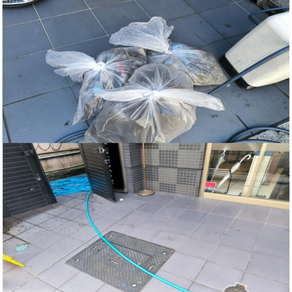 一階外周ゴミ集め・水撒きパブリックスペース清掃